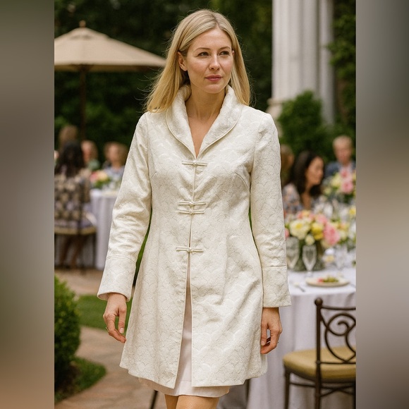 NWOT White Lace Asian Inspired Topper Coat Size Large - Picture 1 of 5